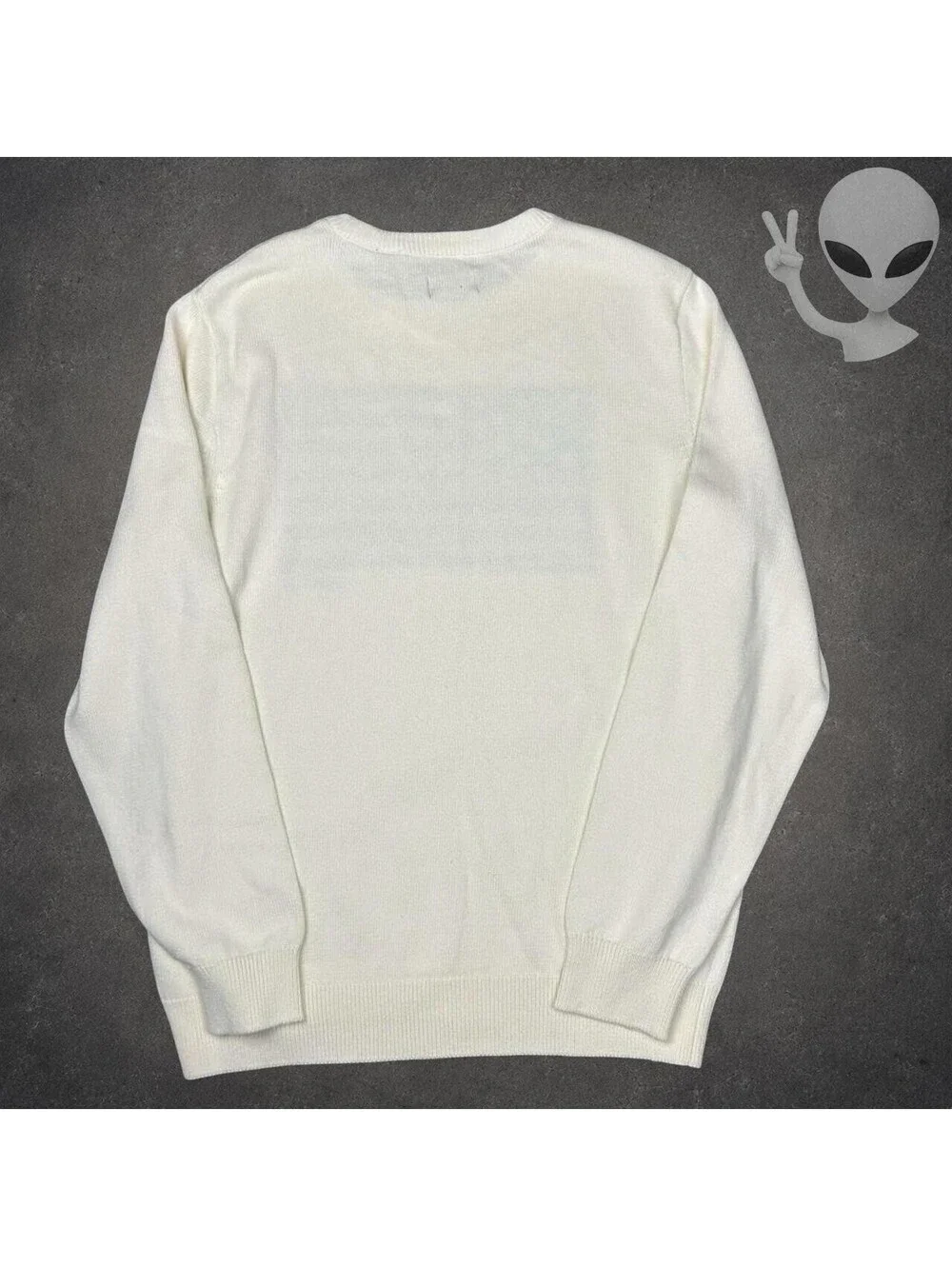Chaps Mens American Flag Crewneck Sweater Cream Cotton Size XL New